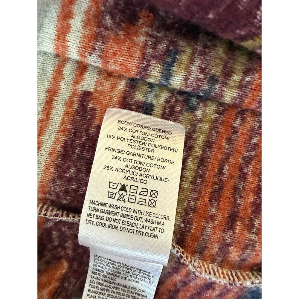 Lucky Brand Womens XL Multicolor Aztec Fringe Cardigan Sweater - Picture 6 of 7